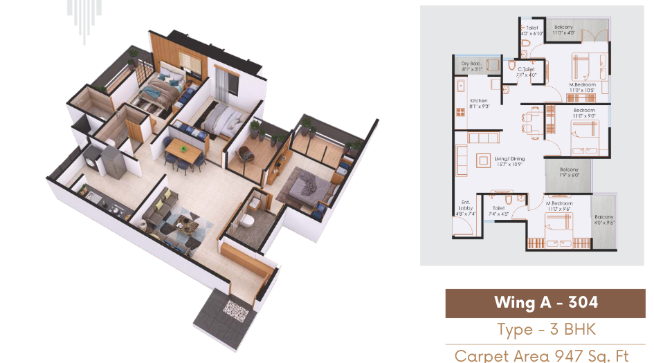 Nexus-Skydale-Floor-Plan-3-BHK-947-Sqft